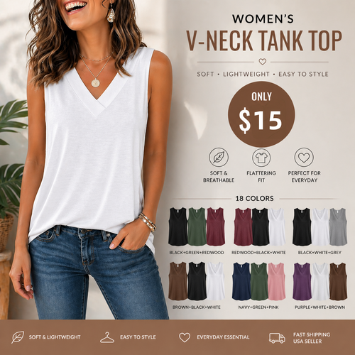 3 Pack Women's V Neck Tank Tops